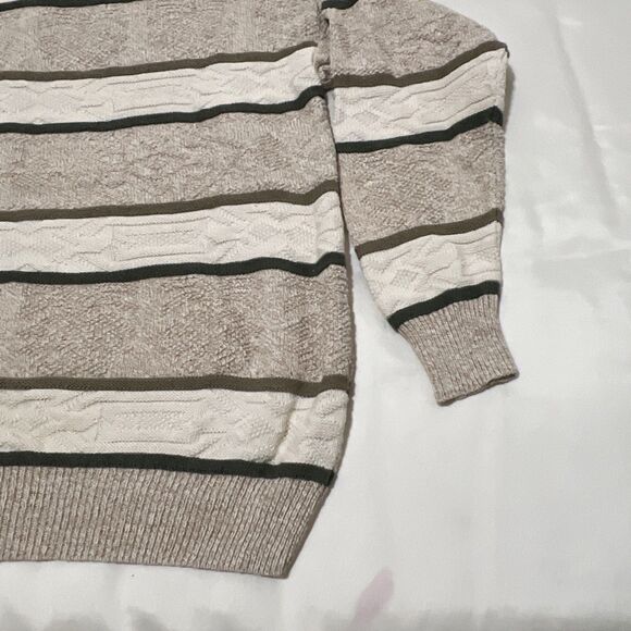 Fisherman Sweater 100% Cotton Cable Knit VINTAGE USA Grandpa Cottagecore Sz L - Picture 13 of 13